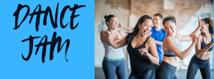 Dance Jam banner featuring a group dancing together