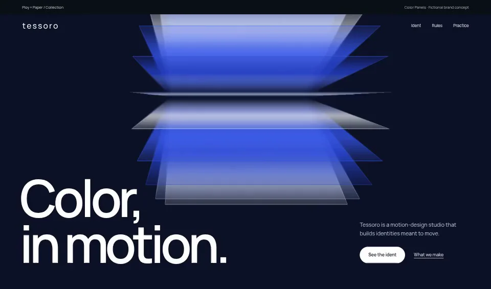 Tessoro, a fictional brand website using Color Panels