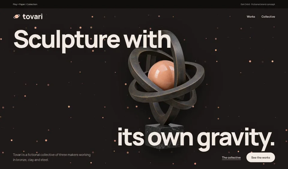 Tovari, a fictional brand website using Dot Orbit