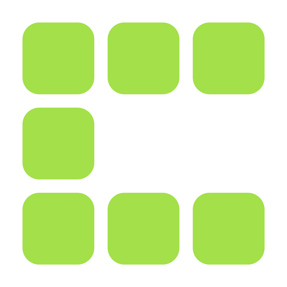Clavren monogram: the letter C built from seven keycaps on a three-by-three grid