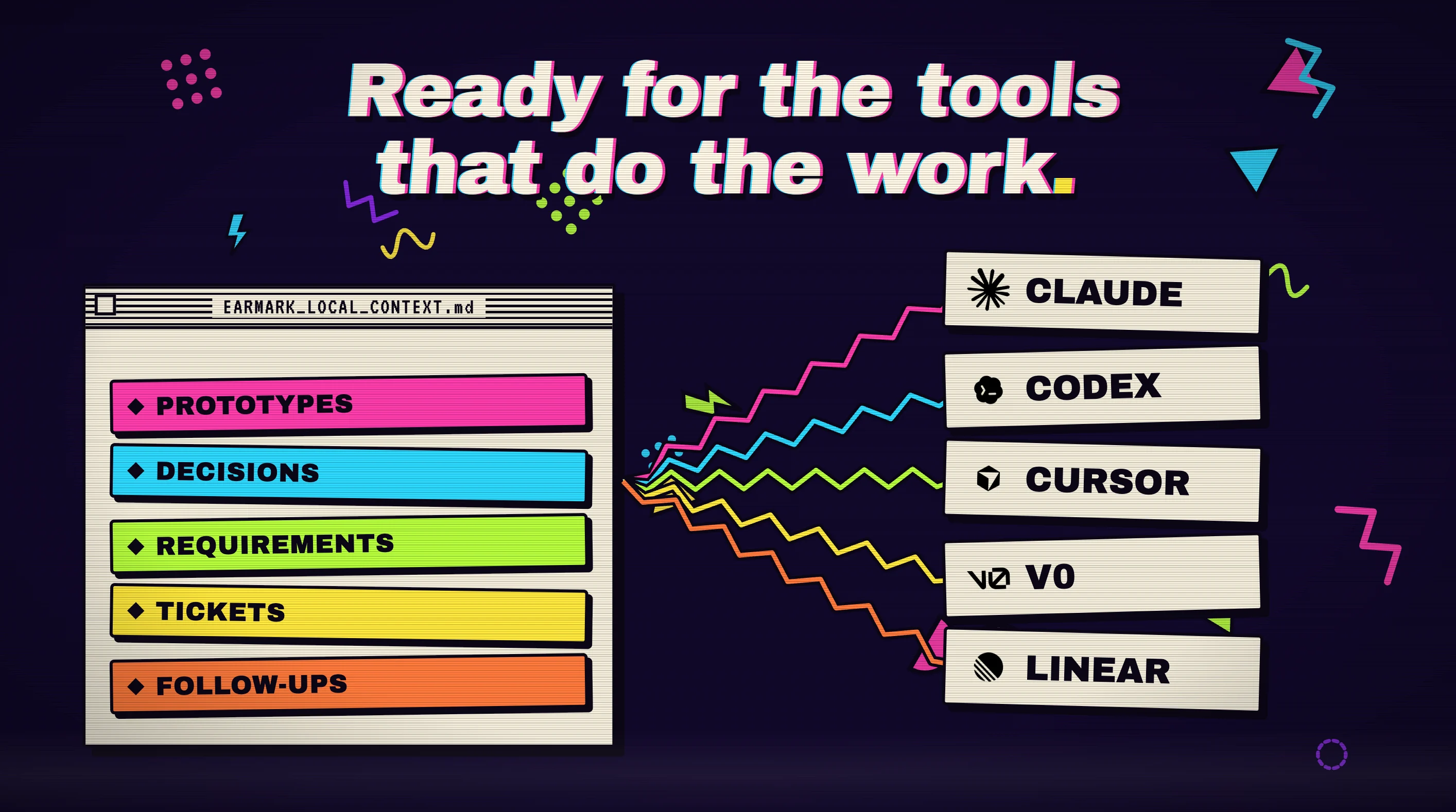 Earmark local context flowing into Claude, Codex, Cursor, v0, and Linear