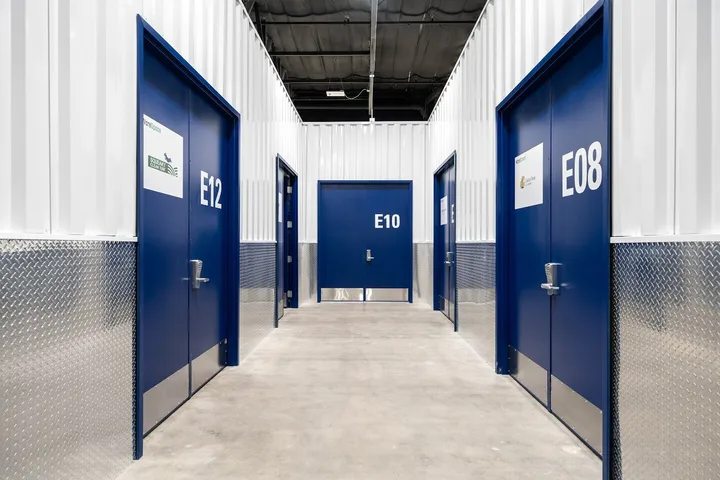 Clean corridor of secure private WareSpace units