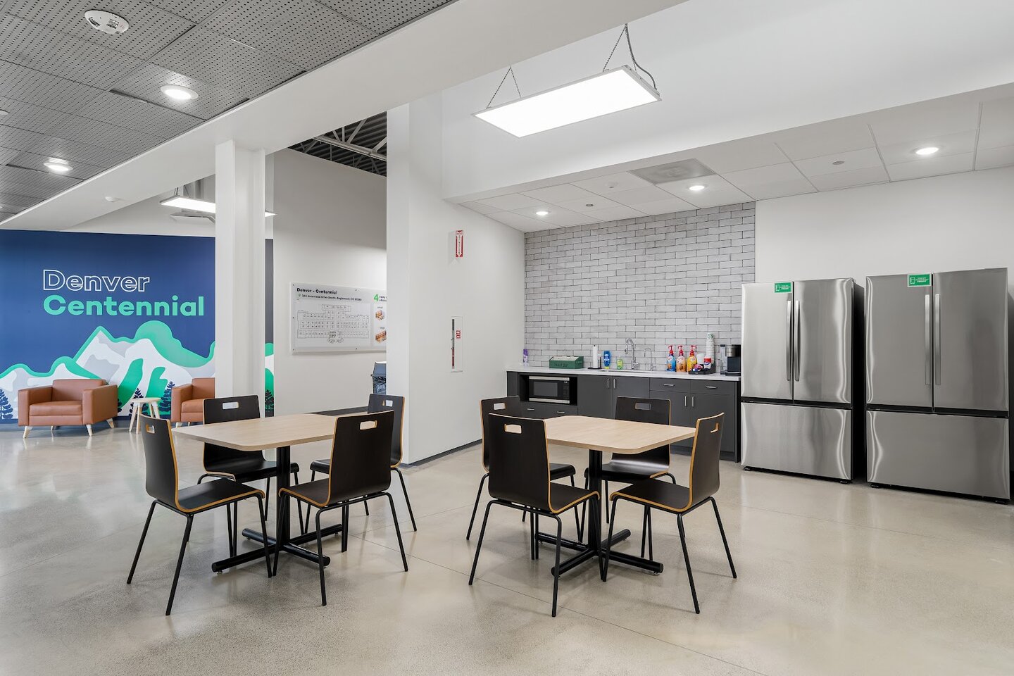 WareSpace shared kitchen and lounge, part of the professional setup for Fort Lauderdale service businesses