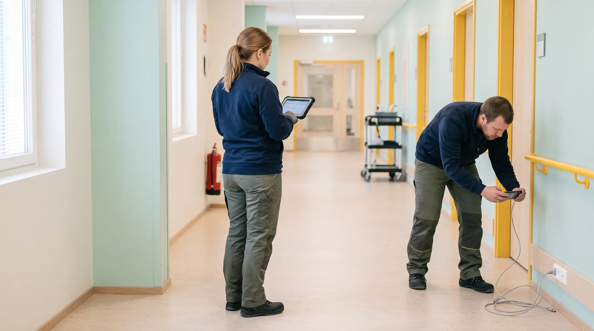 Työpari käy turvallisuushavaintoa läpi tuotantoympäristössä