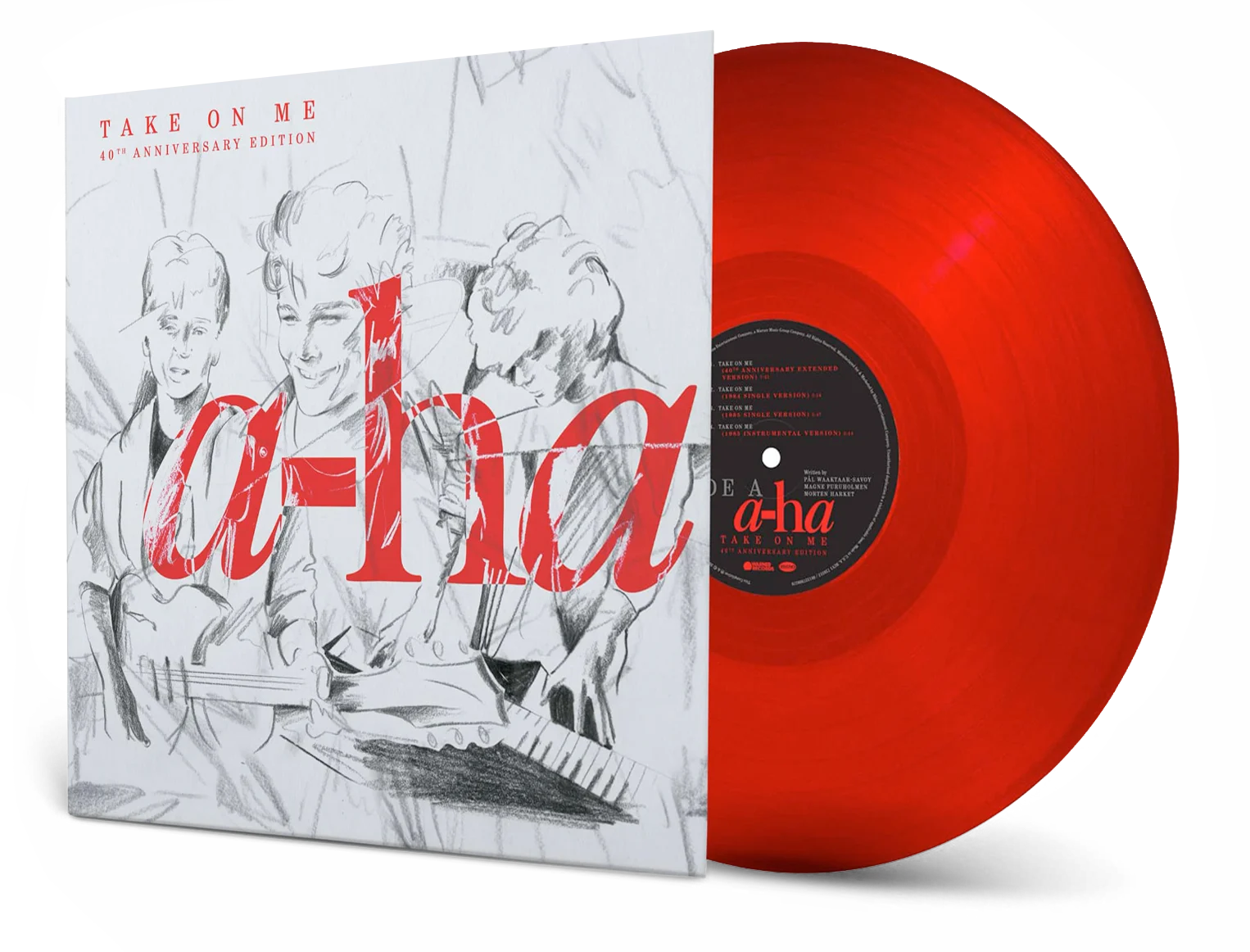 a-ha, Take On Me 40th Anniversary Extended Version sleeve with ruby red vinyl