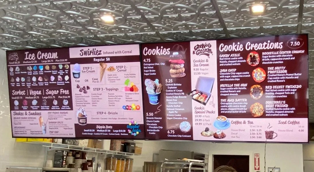 Cookies N’ Cream dessert menu boards
