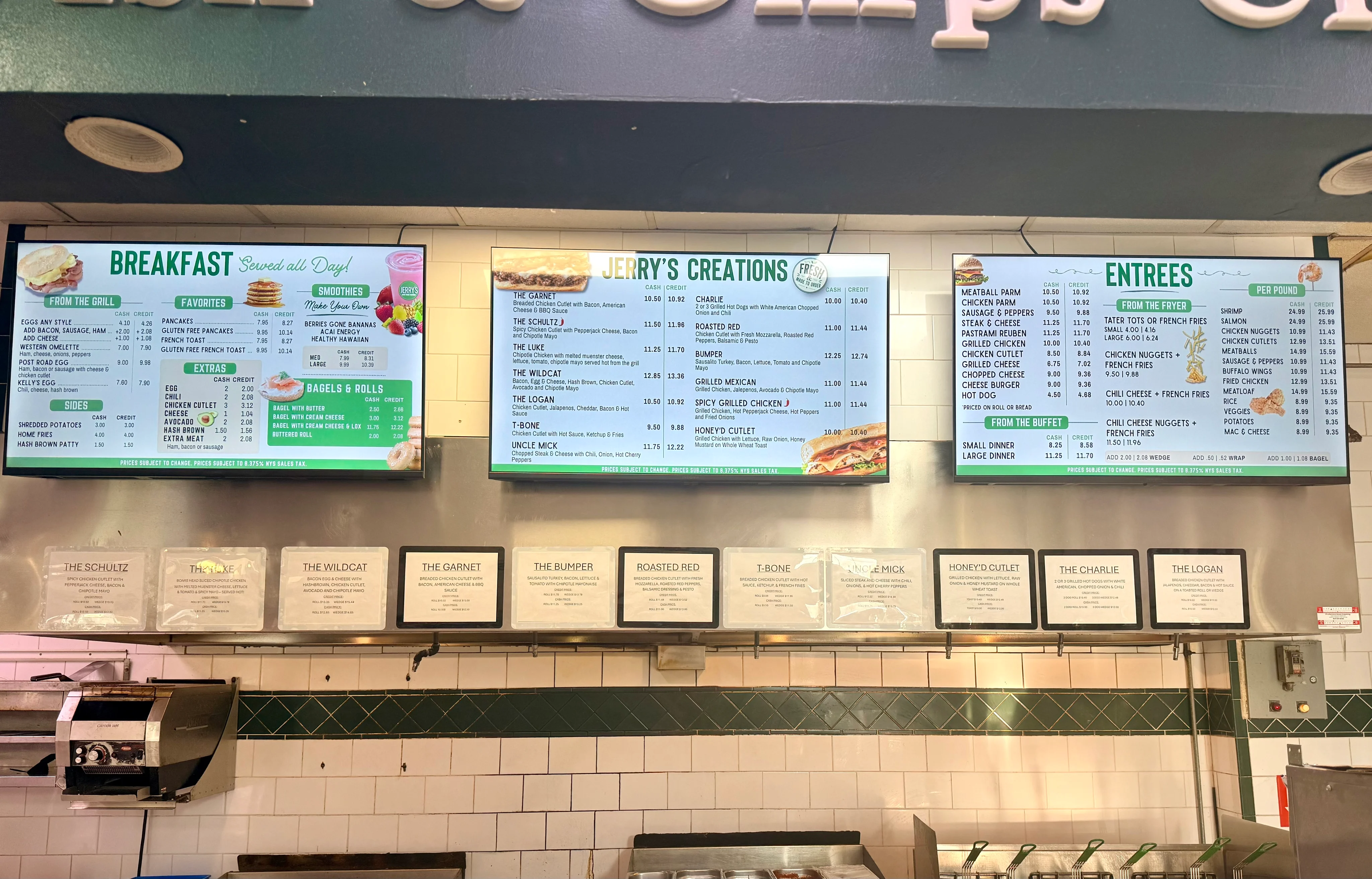Jerry’s deli and cafe menu boards