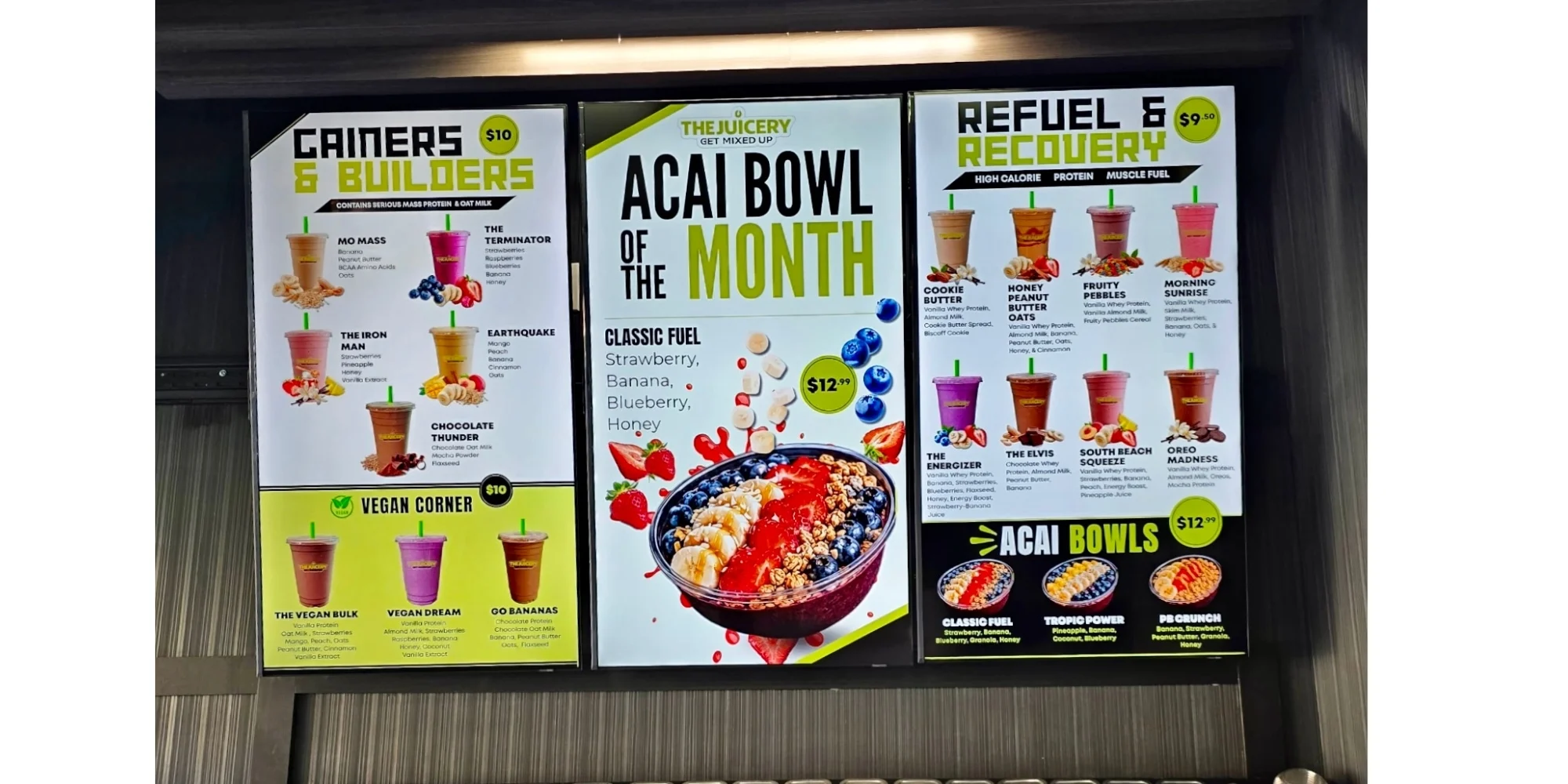The Juicery Smoothie digital menu boards