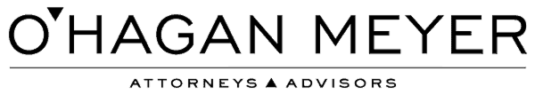 O'Hagan Meyer logo, featuring the company name in bold sans-serif black text, with "ATTORNEYS ▲ ADVISORS" subtly.