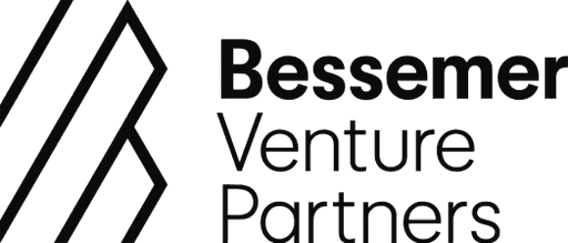 The Bessemer Venture Partners logo features a sleek, modern black geometric design alongside its bold typography,.