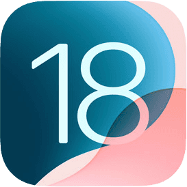 A sleek iOS app icon featuring the number 18 in light blue, set against a dark teal background with soft, overlapping.