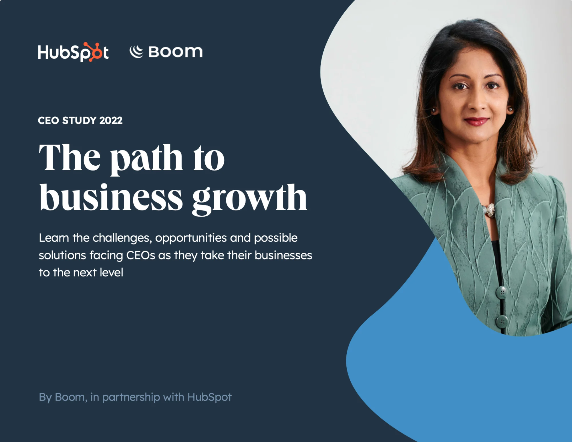 Cover of The path to business growth, the Boom CEO Study 2022 in partnership with HubSpot