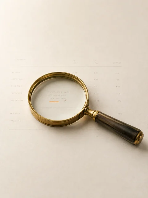Magnifying glass over research data, the Boom CEO Study visual object