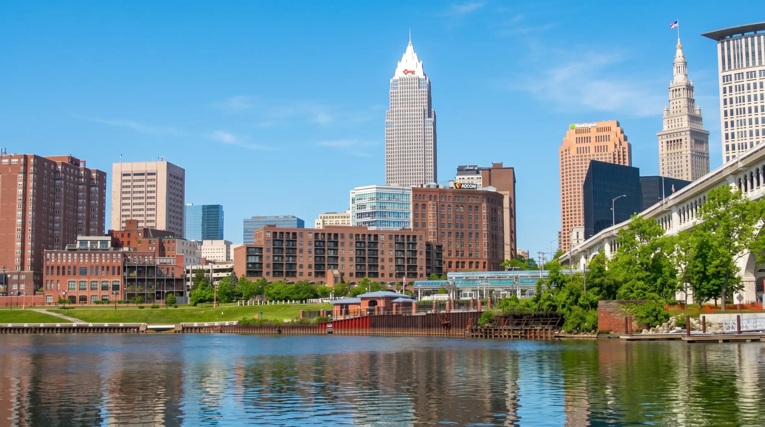 Downtown Cleveland skyline along the Cuyahoga River