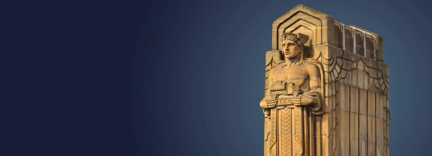 Cleveland’s Guardian of Traffic, an Art Deco landmark on the Hope Memorial Bridge