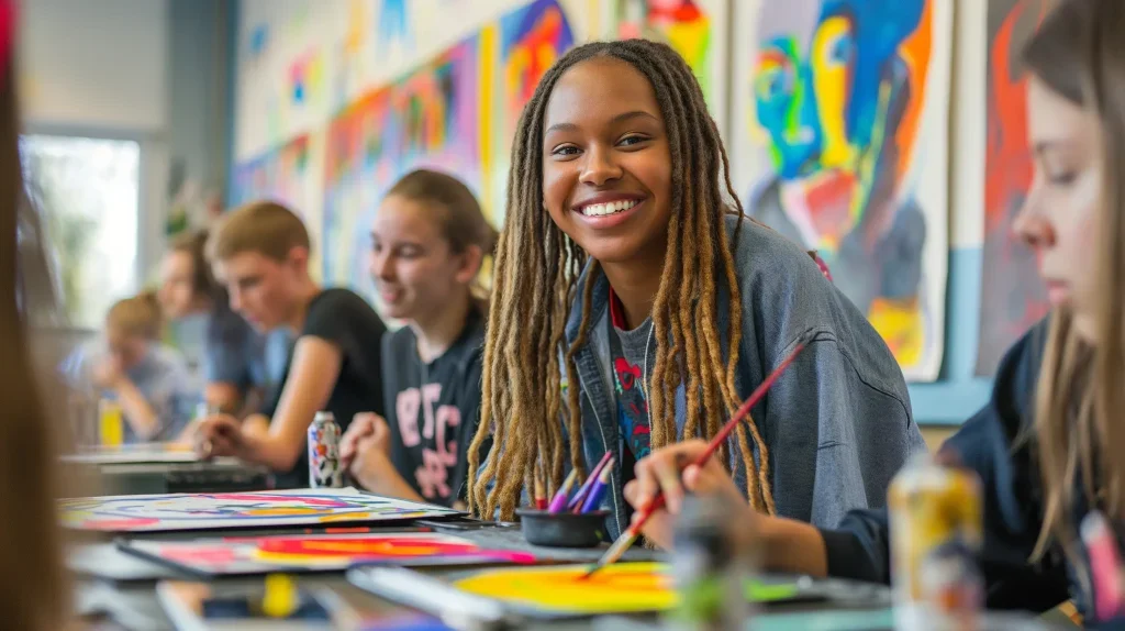 Students participating in an arts class