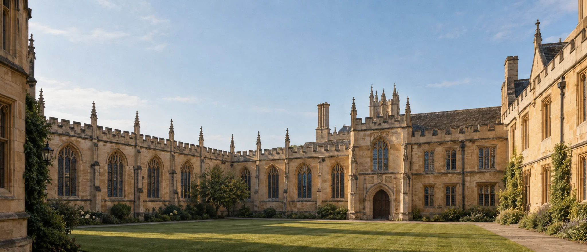 An Oxford college quadrangle of honey-coloured stone