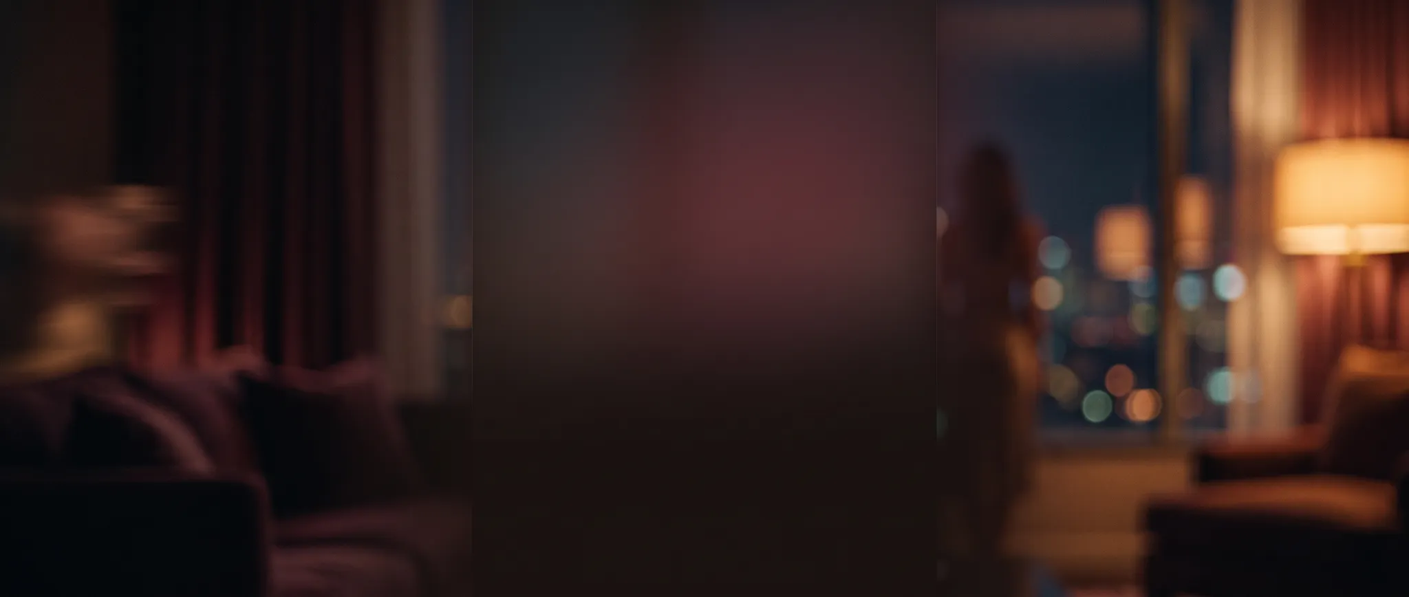 A softly blurred apartment at night