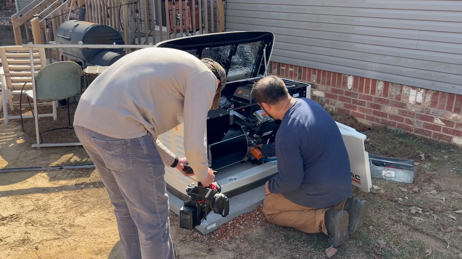 Filming a technician on a job at a customer's home