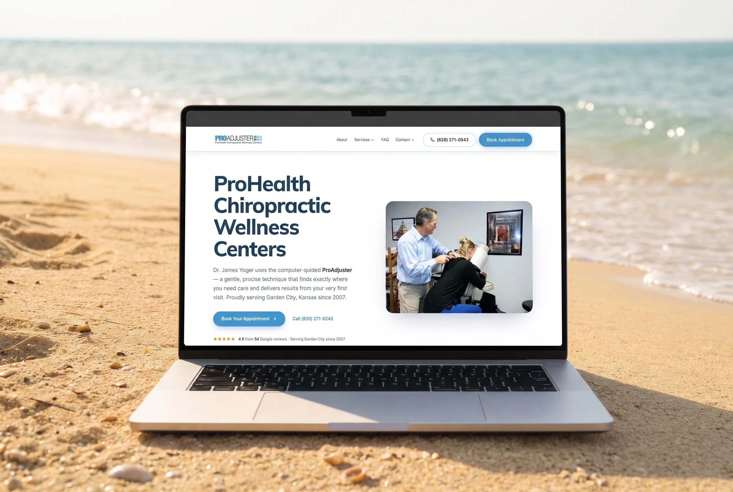 ProHealth Chiropractic website displayed on a laptop