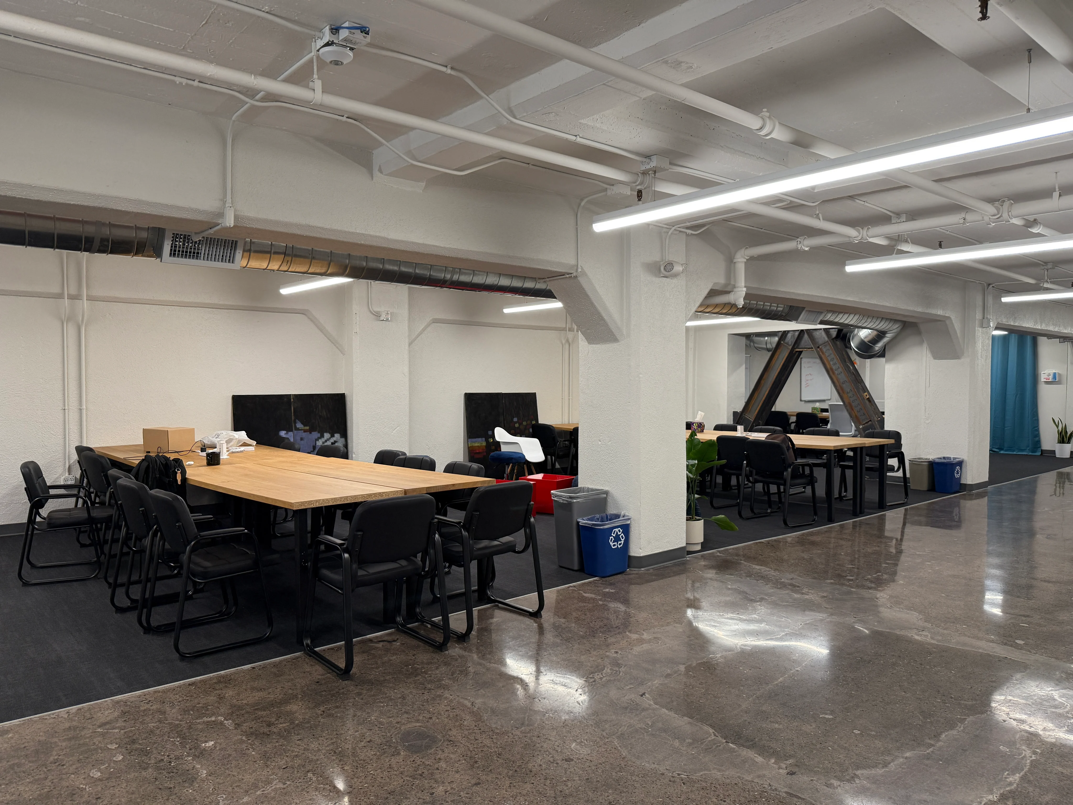 Open tables built for working side by side.