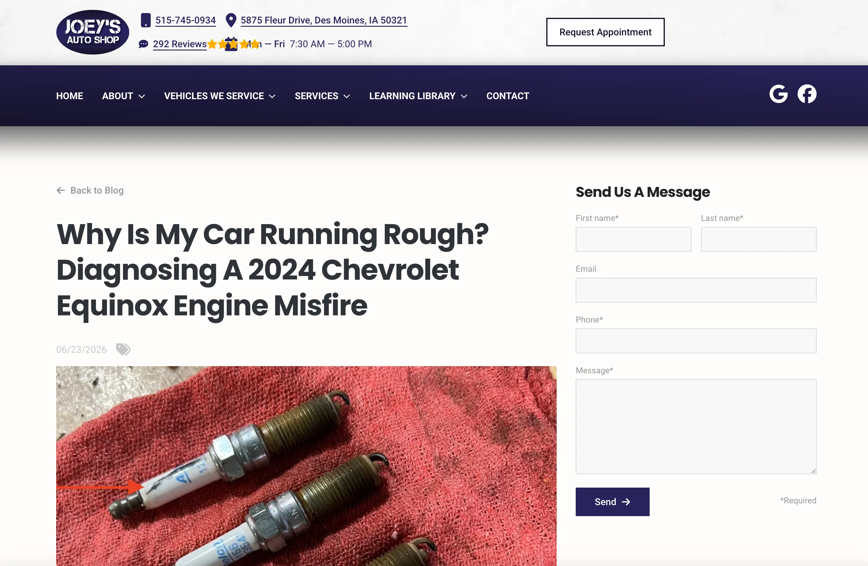 Joey's Auto Shop Service Story about diagnosing a 2024 Chevrolet Equinox engine misfire