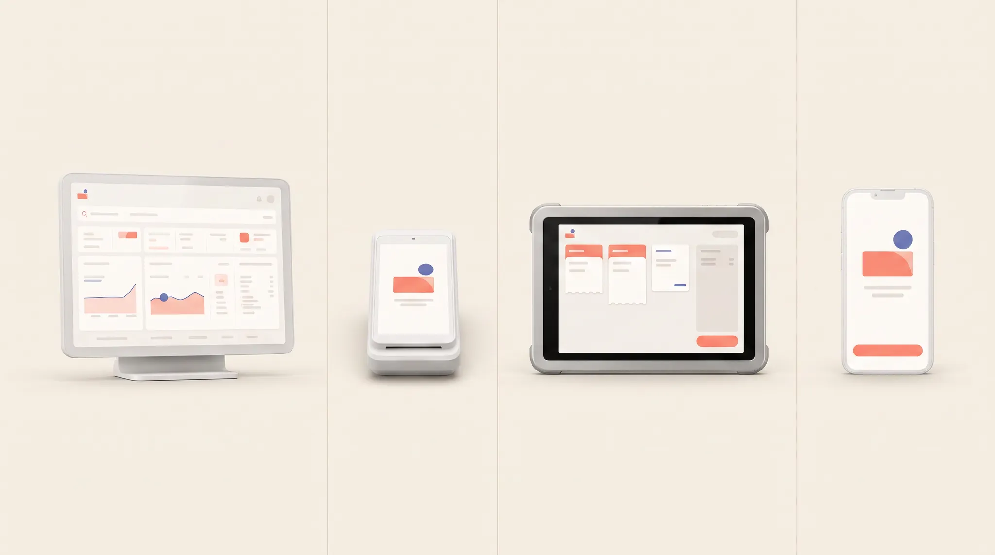 Desktop, terminal, kitchen display and mobile Point of Sale surfaces
