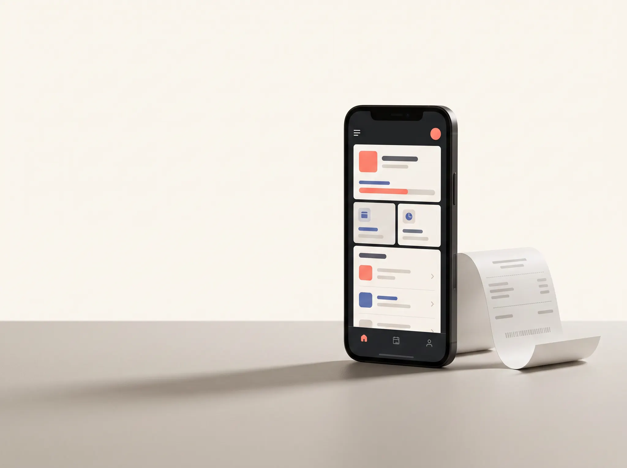 White-label mobile Point of Sale interface beside a receipt