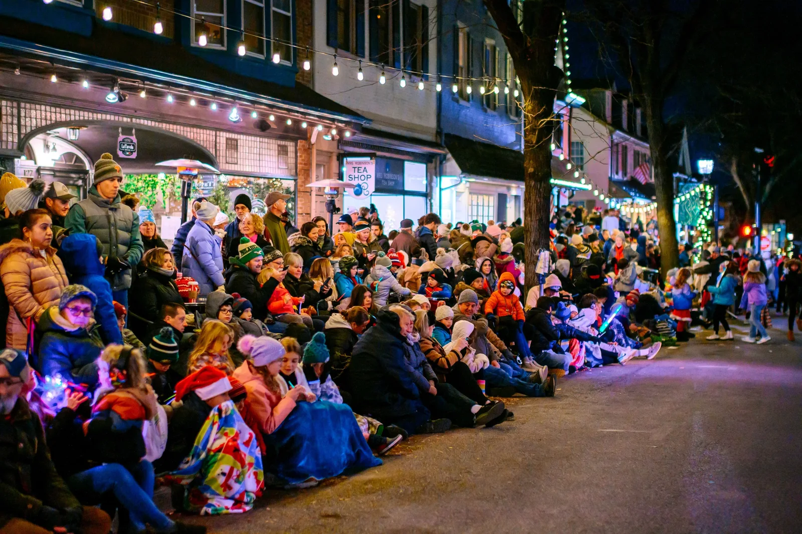 Crowds lining State Street for the Holiday Light Parade
