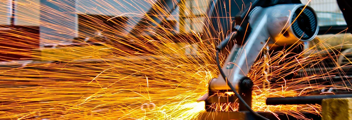 Metalworking sparks during industrial machining