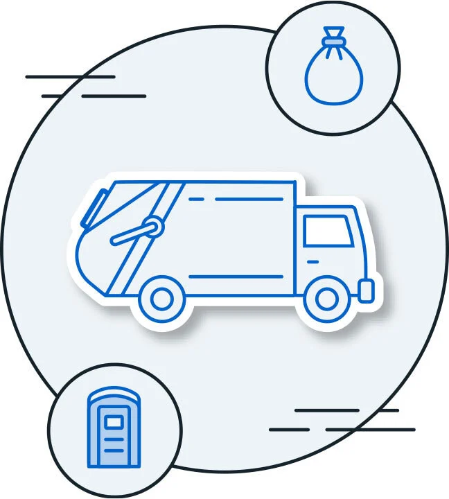 Illustration of an odor-control service vehicle and dispensing equipment