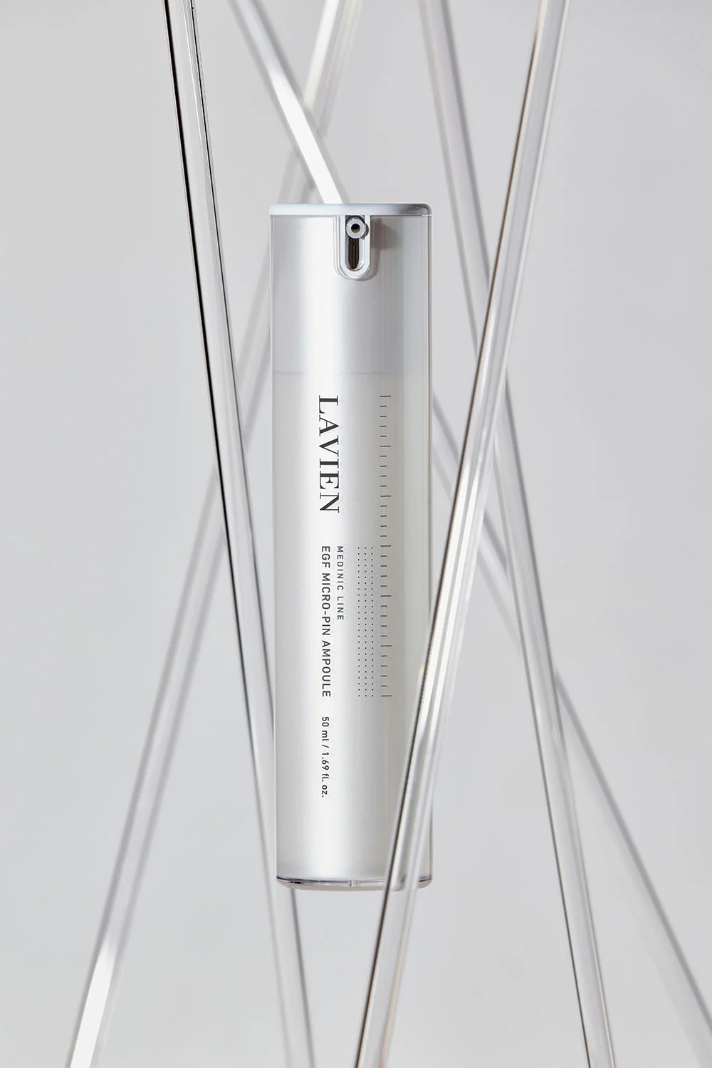 LAVIEN Medinic EGF Micropin Ampoule among clear glass rods