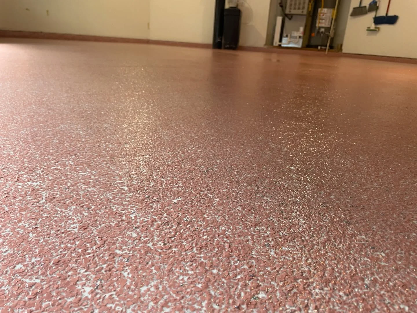 Red-toned decorative garage floor