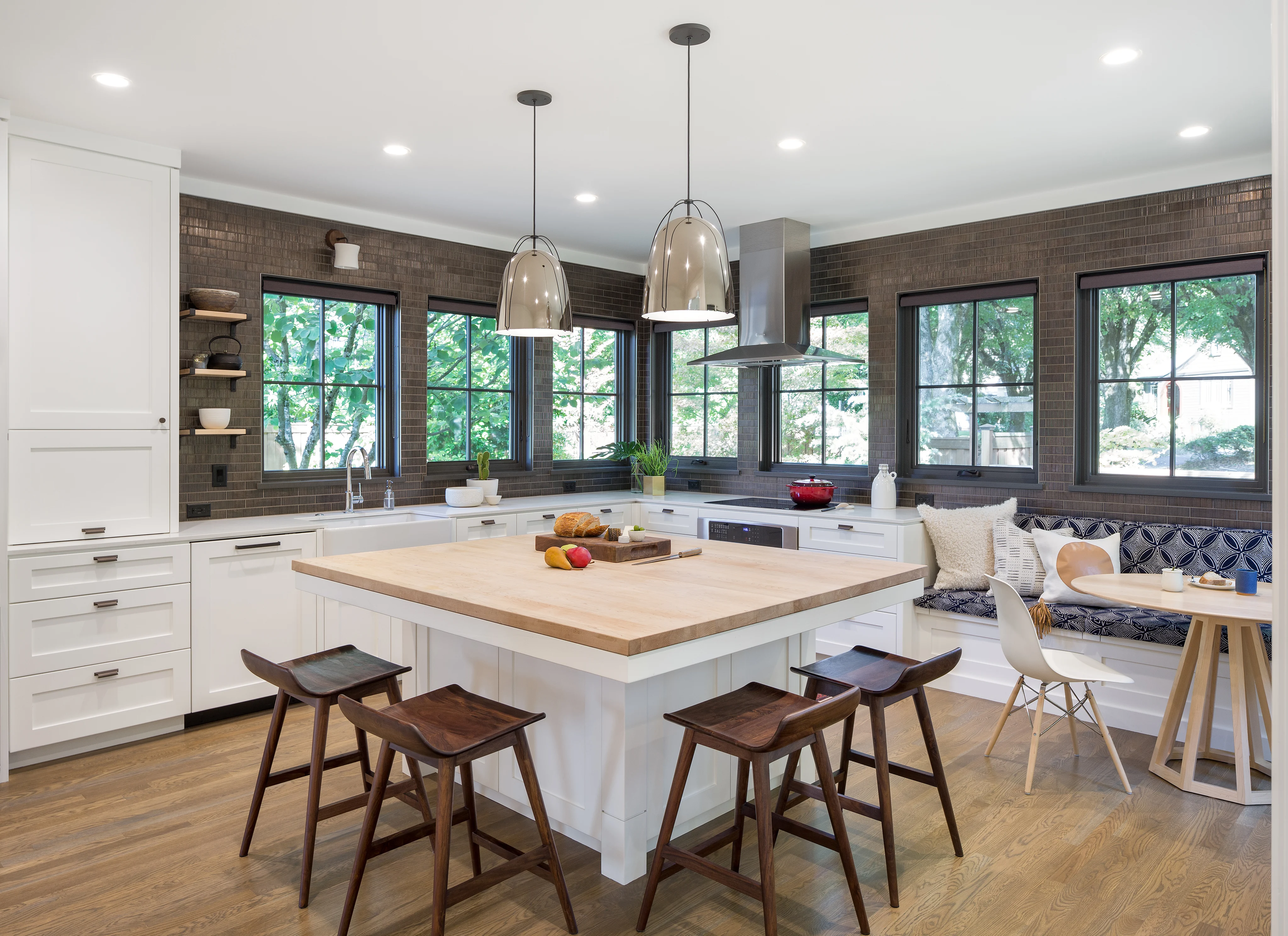 Alameda Renovation kitchen with a large island, part of a high-performance retrofit in Northeast Portland