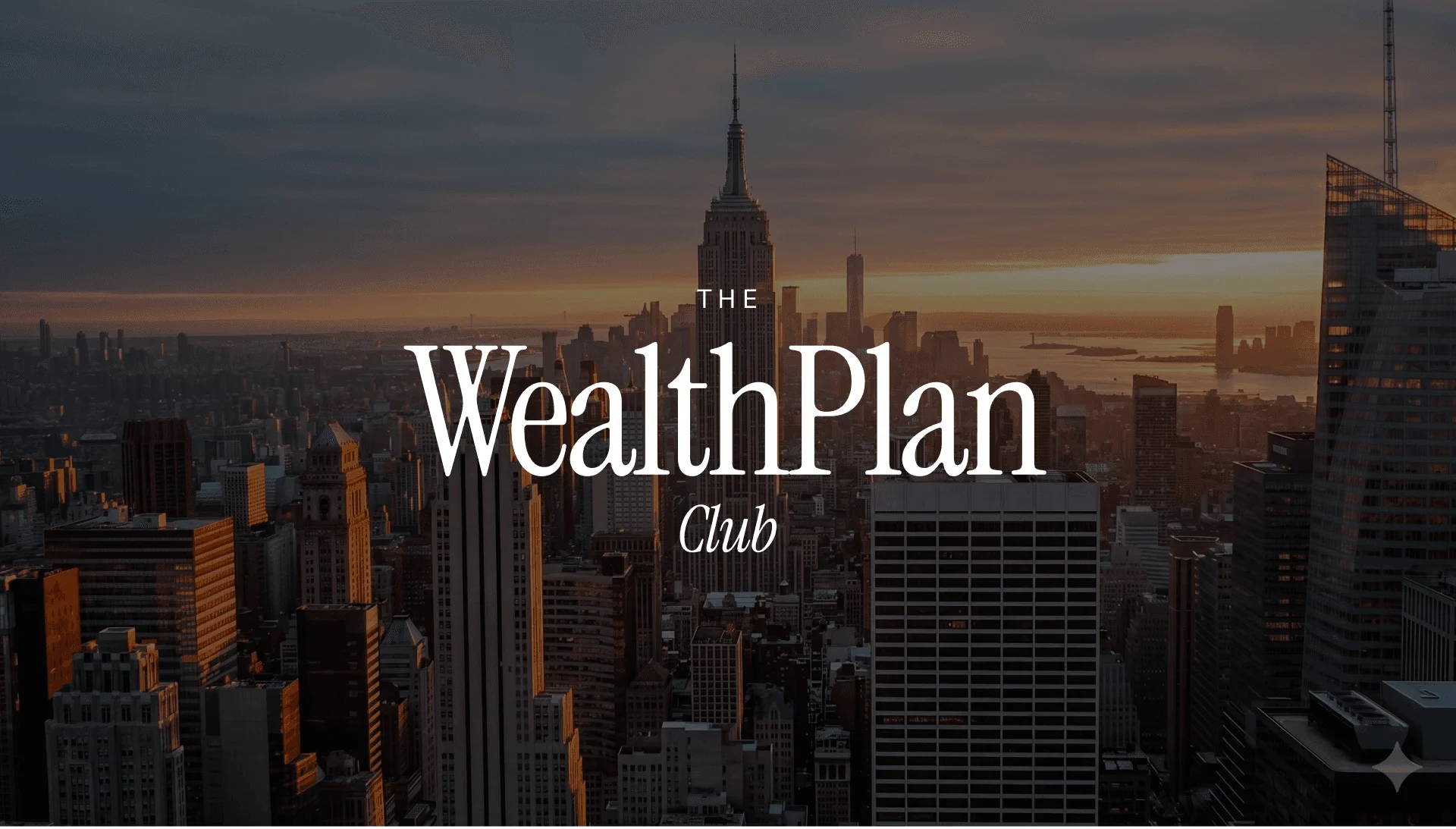 The WealthPlan Club identity over the New York skyline.