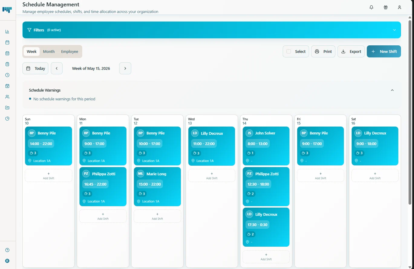 Teamspot personeelsplanning software met weekrooster en diensten