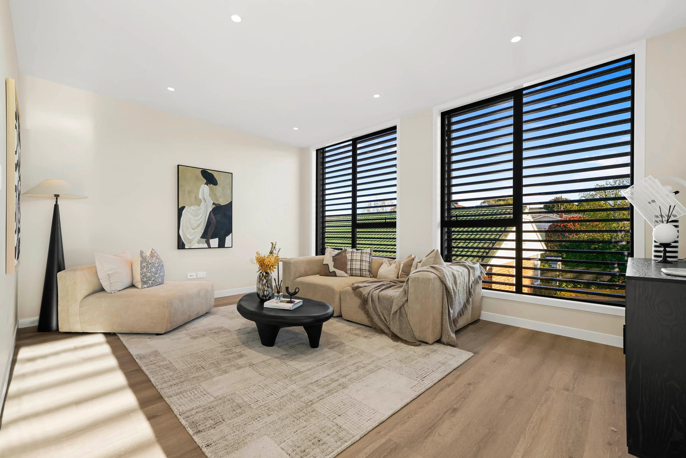 Epsom Vista living room with screened windows