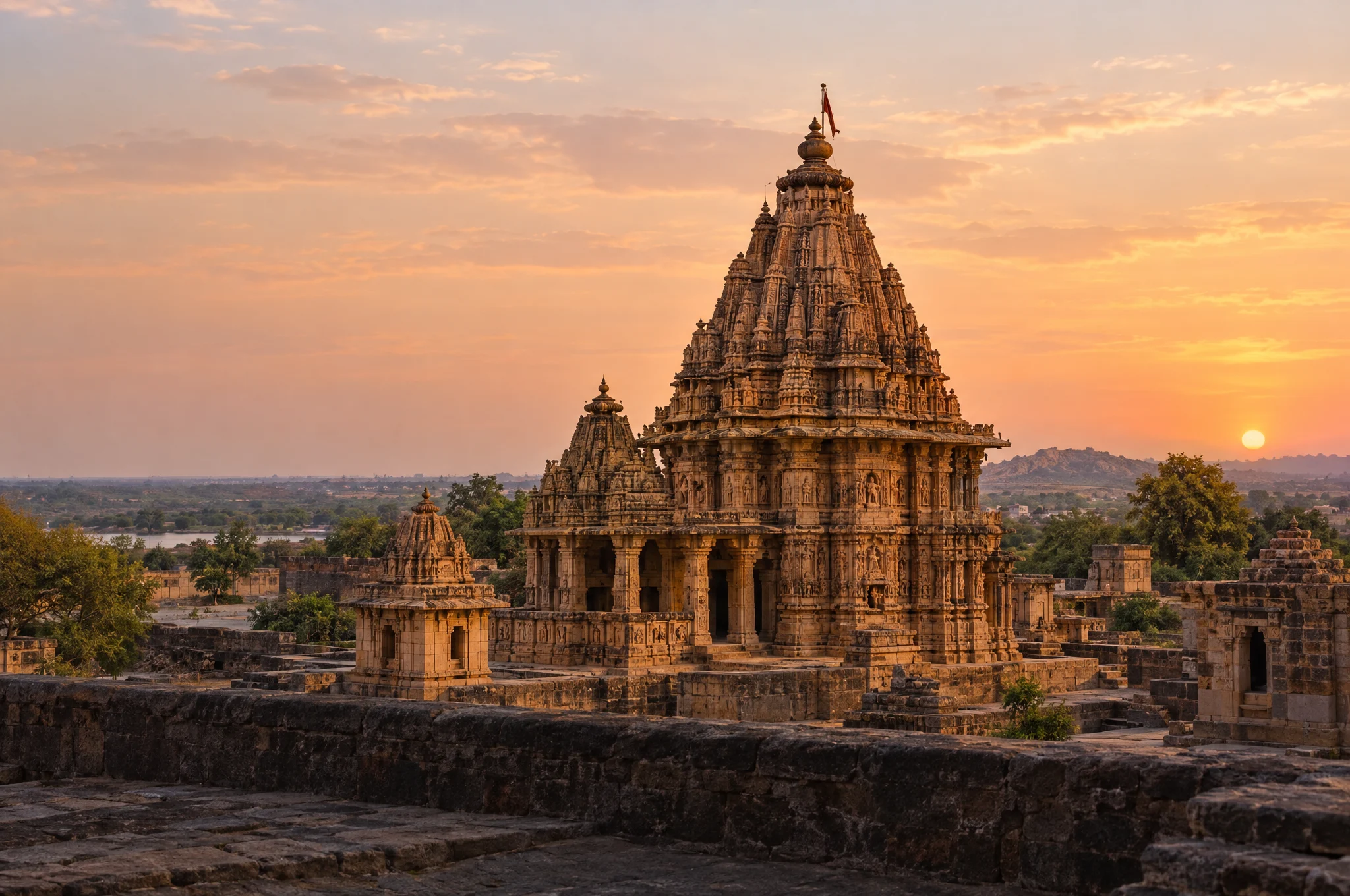 Illustrative sandstone heritage architecture in Gujarat