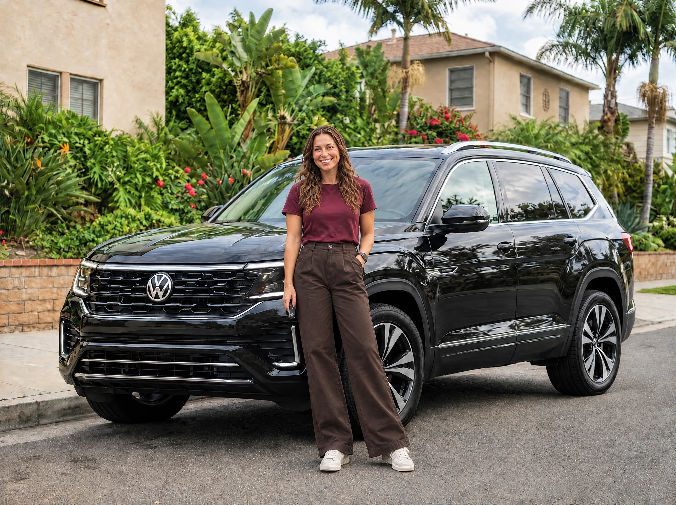 8Fleet driver beside a black Volkswagen Atlas in Los Angeles