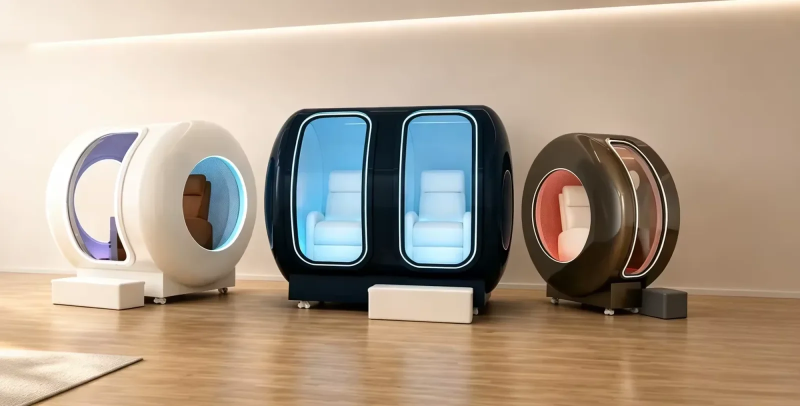 OxySail hard-shell chamber range shown in an interior setting