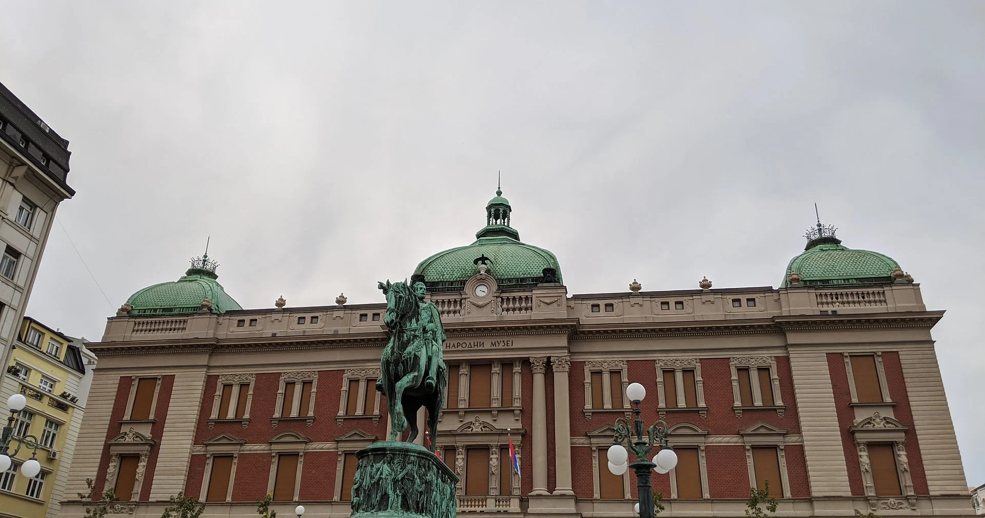 National Museum of Serbia in Belgrade with the Prince Mihailo monument
