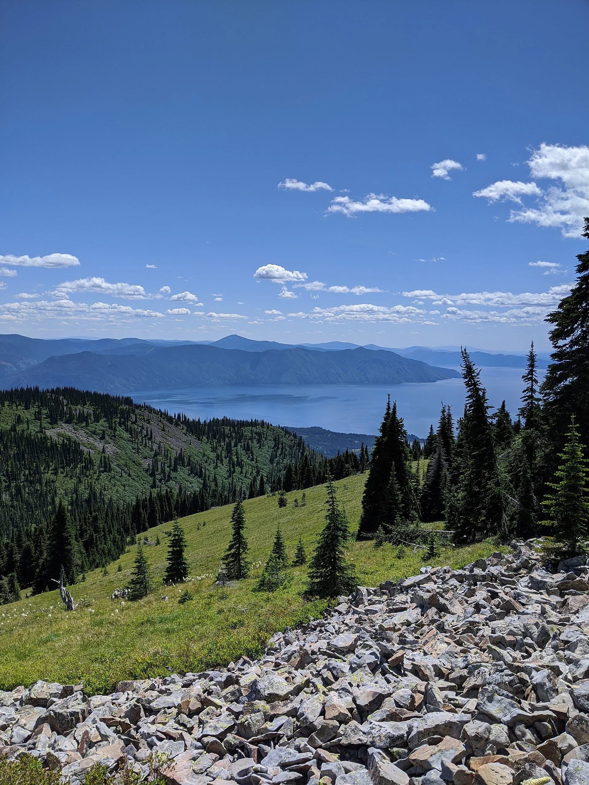 Lake Pend Oreille below forested Idaho Panhandle mountains