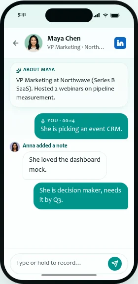 Notetaker product demo with sample conversation notes