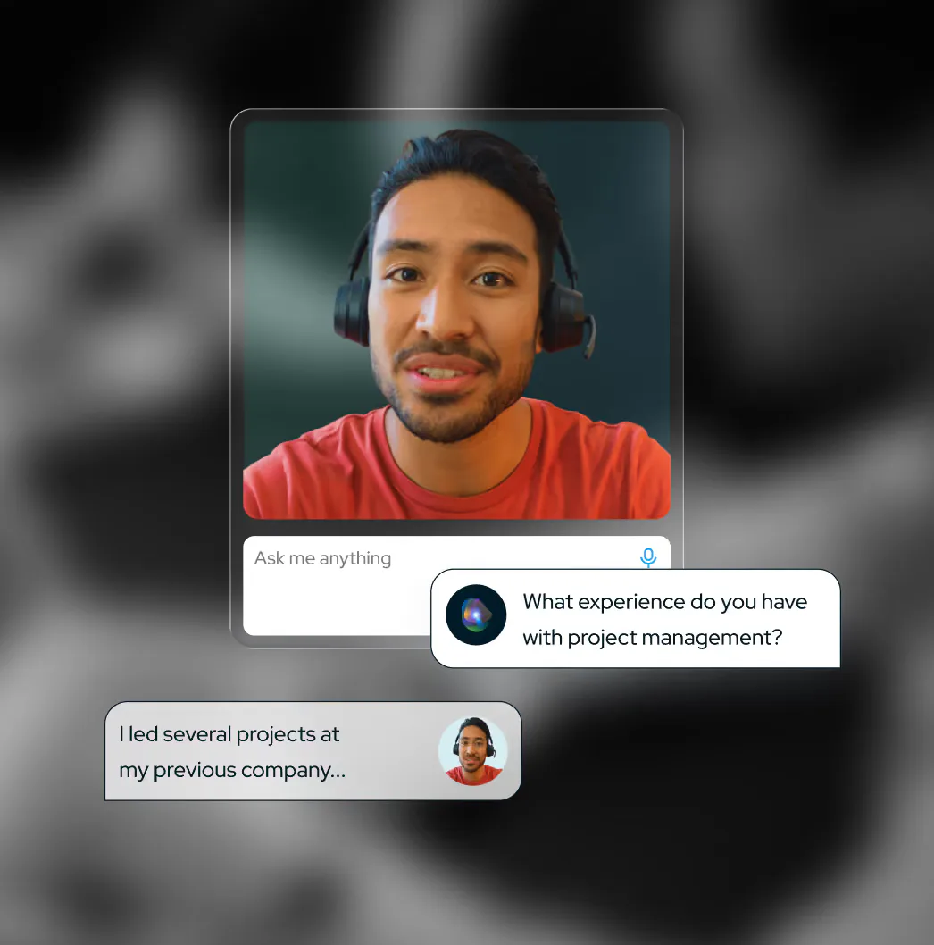 Voice command interface requesting creative problem-solvers with startup grit and a donut chart showing 150 top candidates divided by source: inbound applicants, ATS, internal employees, CRM, employee referrals, and alumni.