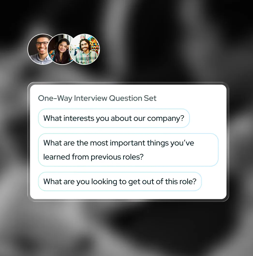 Voice command interface requesting creative problem-solvers with startup grit and a donut chart showing 150 top candidates divided by source: inbound applicants, ATS, internal employees, CRM, employee referrals, and alumni.