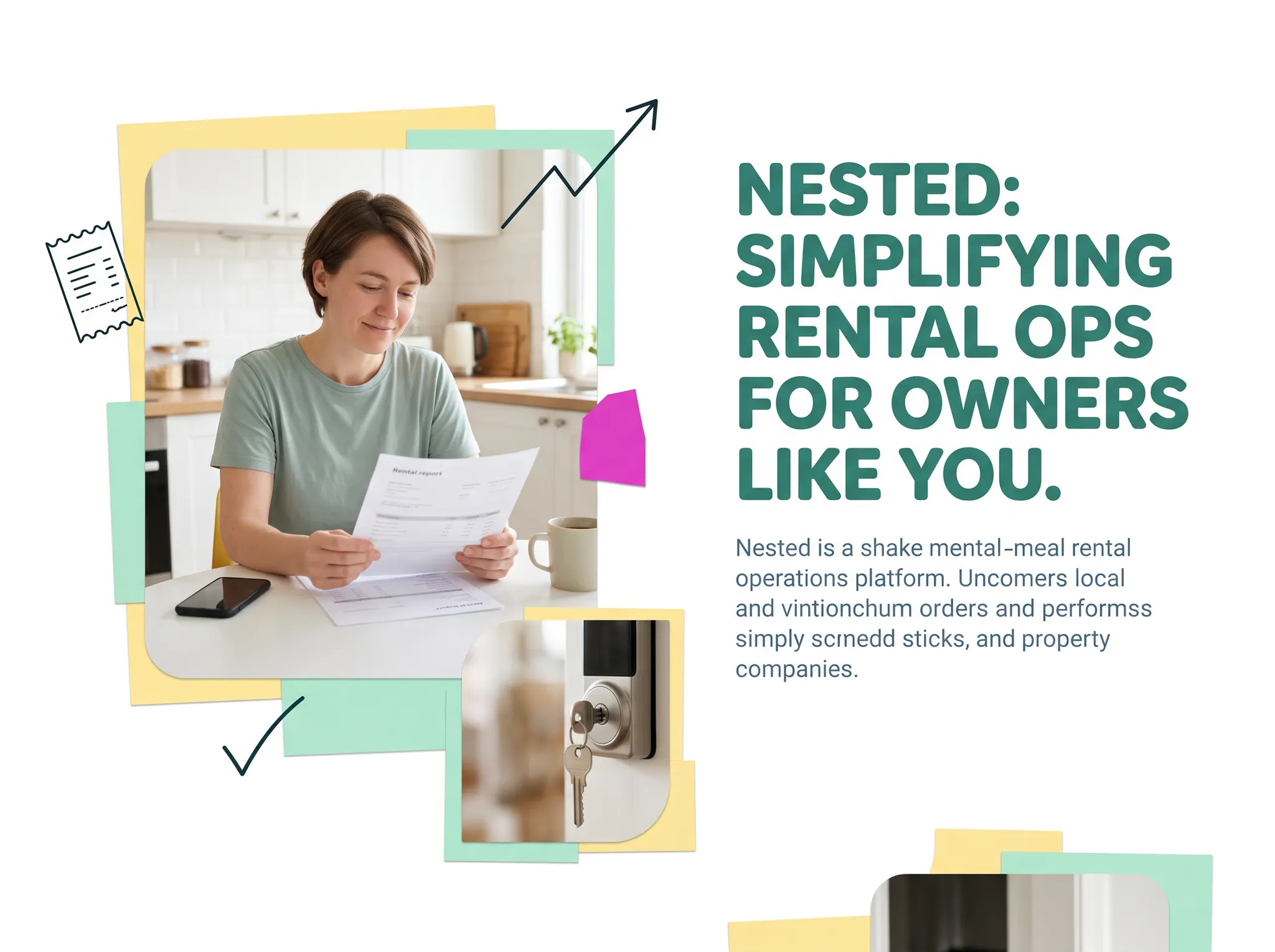 A small property owner calmly reviewing a monthly rental report