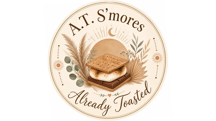 A.T. S’mores Already Toasted illustrated brand mark
