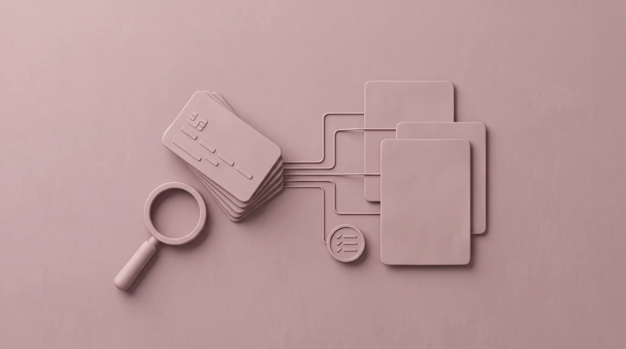 Transaction records connected to supporting documents with a review checklist
