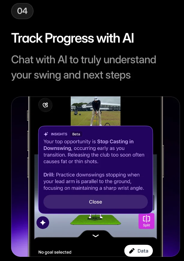 Step 4, Track Progress with AI: understand your swing and next steps