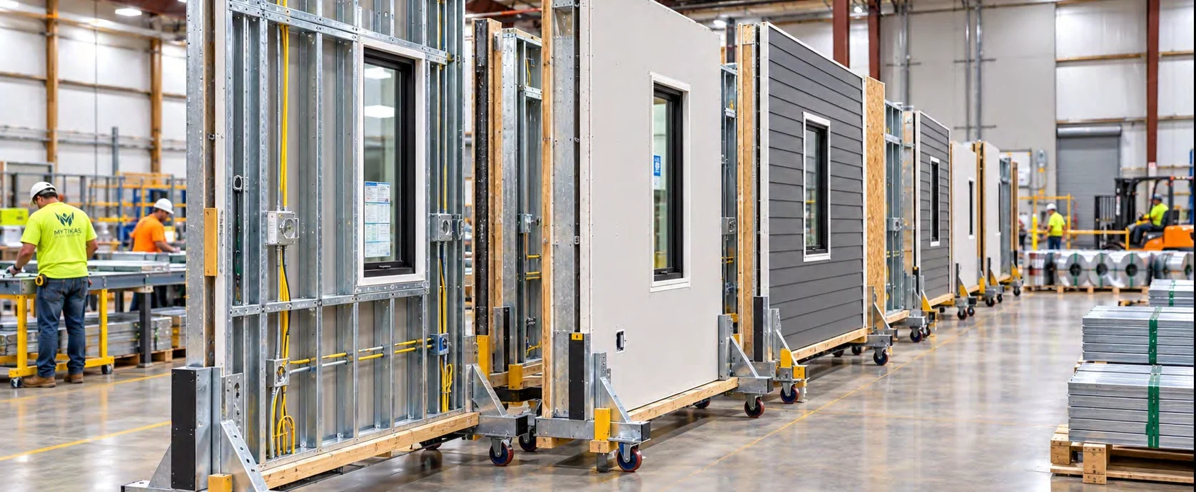 Panelized steel wall sections